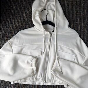 SHEIN White Zippered Hoodie